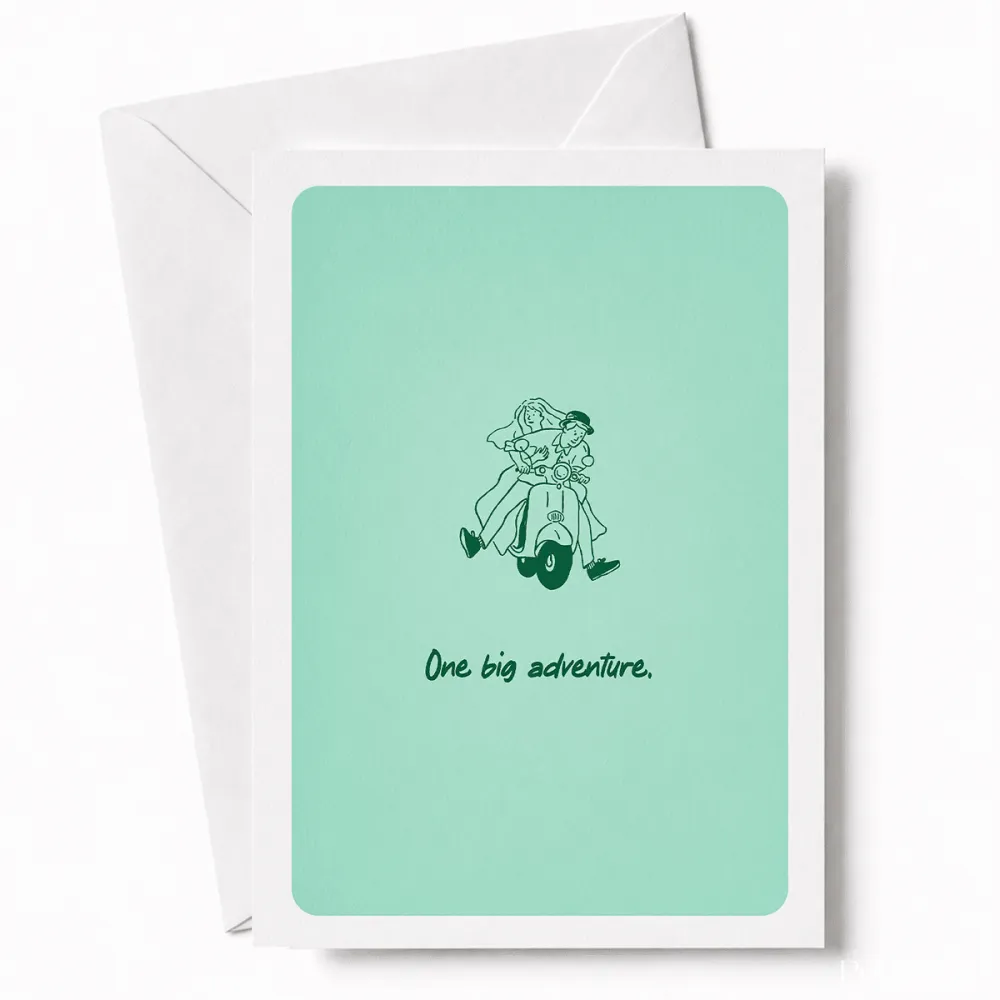 One Big Adventure | Fun Wedding Day Greeting Card - big adventure, wedding day, fun wedding, fun wedding card, vintage
