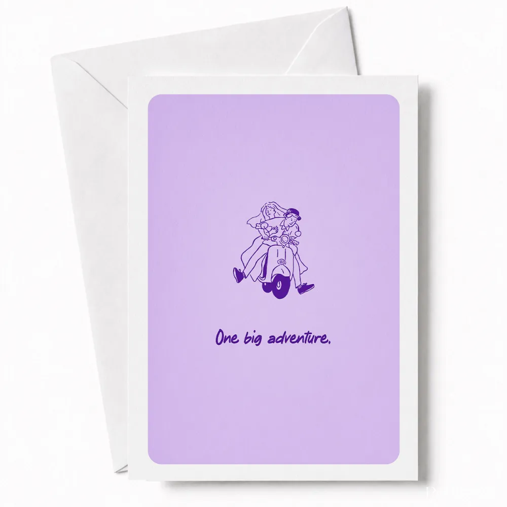 One Big Adventure | Fun Wedding Day Greeting Card - big adventure, wedding day, fun wedding, fun wedding card, vintage