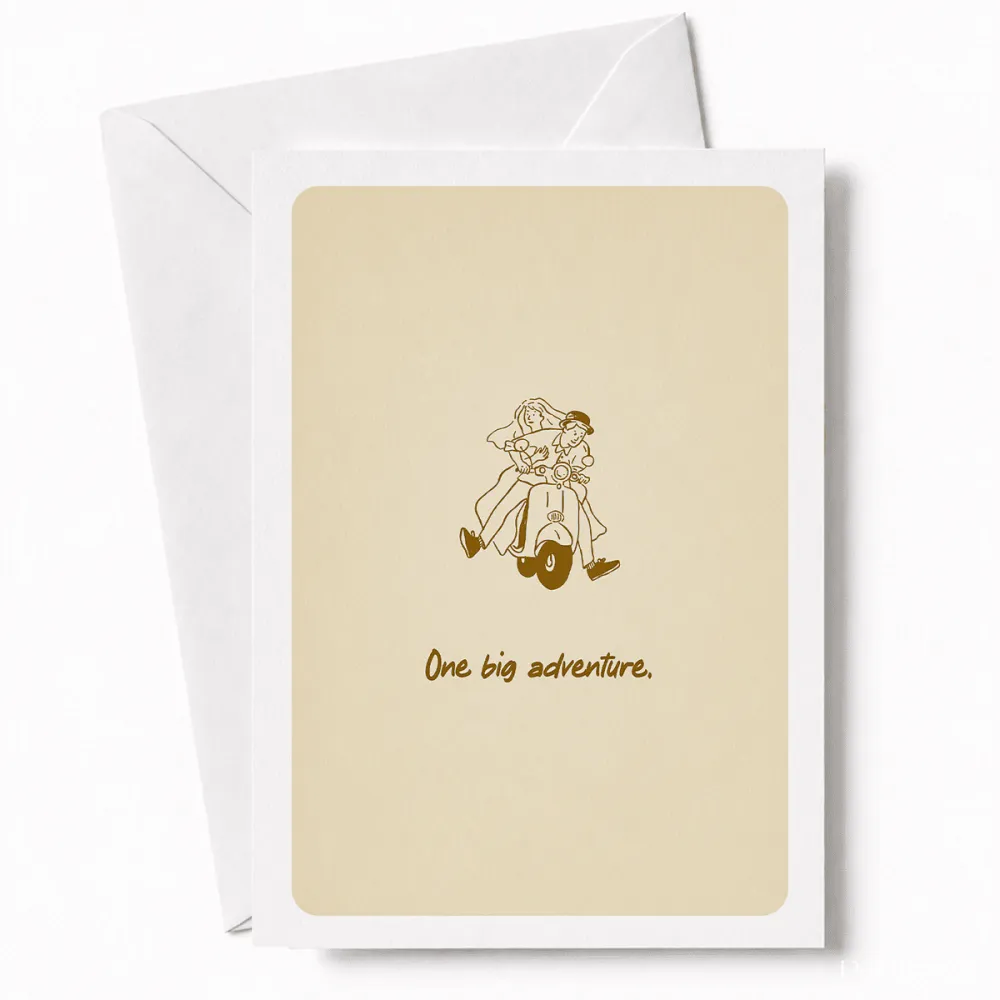 One Big Adventure | Fun Wedding Day Greeting Card - big adventure, wedding day, fun wedding, fun wedding card, vintage