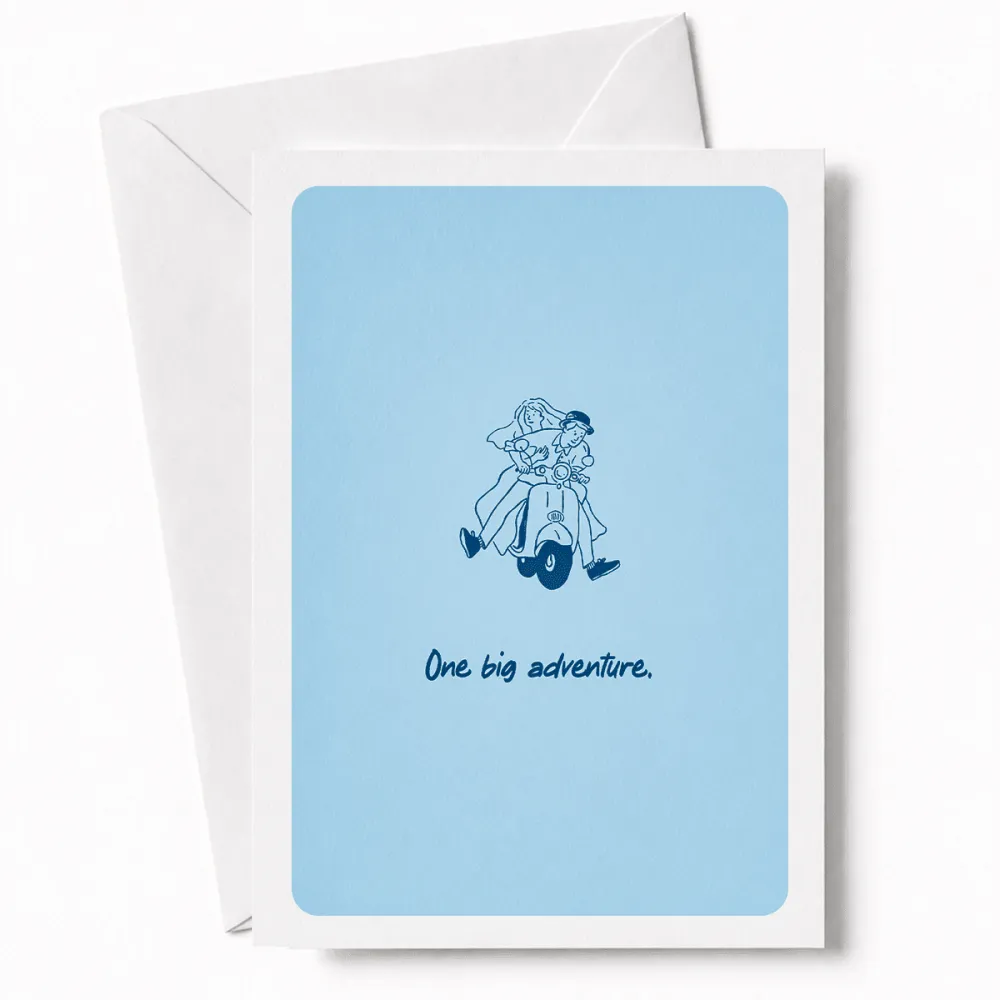 One Big Adventure | Fun Wedding Day Greeting Card - big adventure, wedding day, fun wedding, fun wedding card, vintage