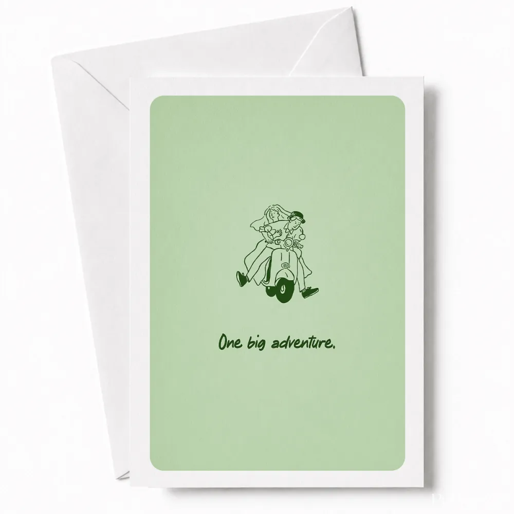 One Big Adventure | Fun Wedding Day Greeting Card - big adventure, wedding day, fun wedding, fun wedding card, vintage