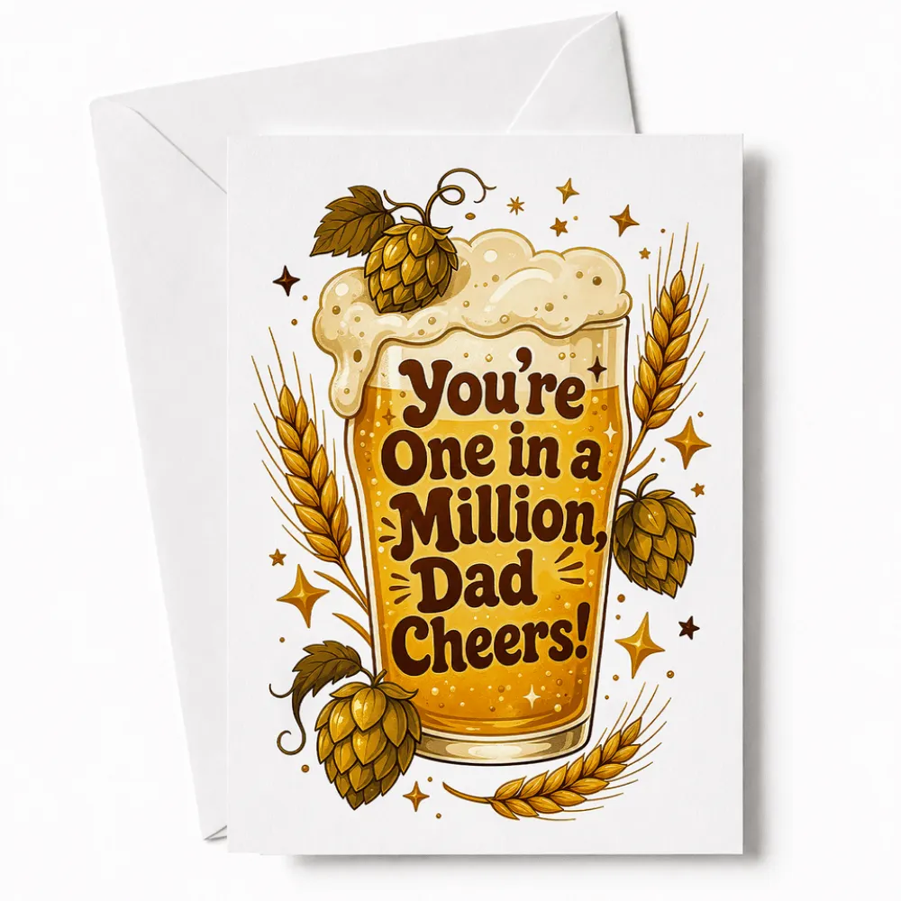 Handmade Greeting Card | Printarelle | A classic toast to a brilliant dad. This vintage-style design centres
