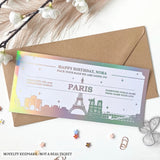 Paris Holiday Reveal - Personalised City Destination Travel Ticket - travel ticket, personalised city destination, city