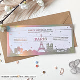 Paris Holiday Reveal - Personalised City Destination Travel Ticket - travel ticket, personalised city destination, city