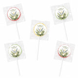 Personalized lollipop with a white watercolour dove and greenery sticker perfect for peaceful dove confirmation lollipop favours