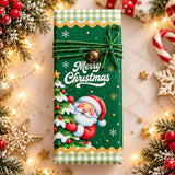Festive green 100g personalised chocolate bar wrap with santa hugging christmas tree for christmas eve box