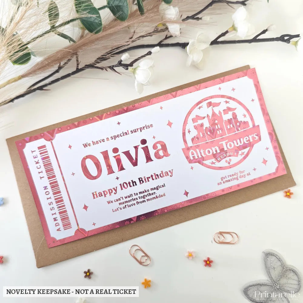 Personalised Alton Towers Resort Birthday Ticket | Kids Surprise Gift - alton towers, alton towers resort, towers