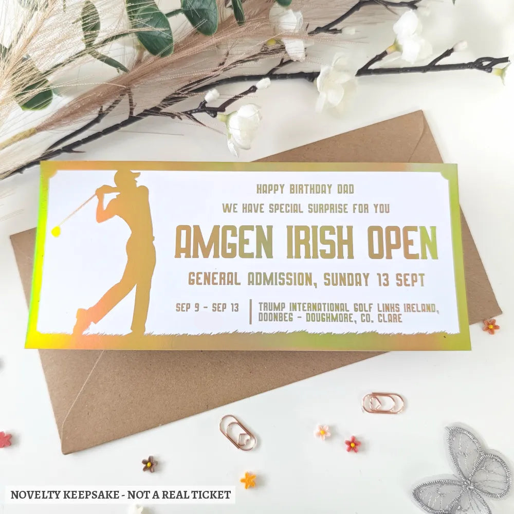 Personalised Amgen Irish Open Golf Ticket | Birthday Gift for Dad - irish open, experience gifts, amgen irish open,