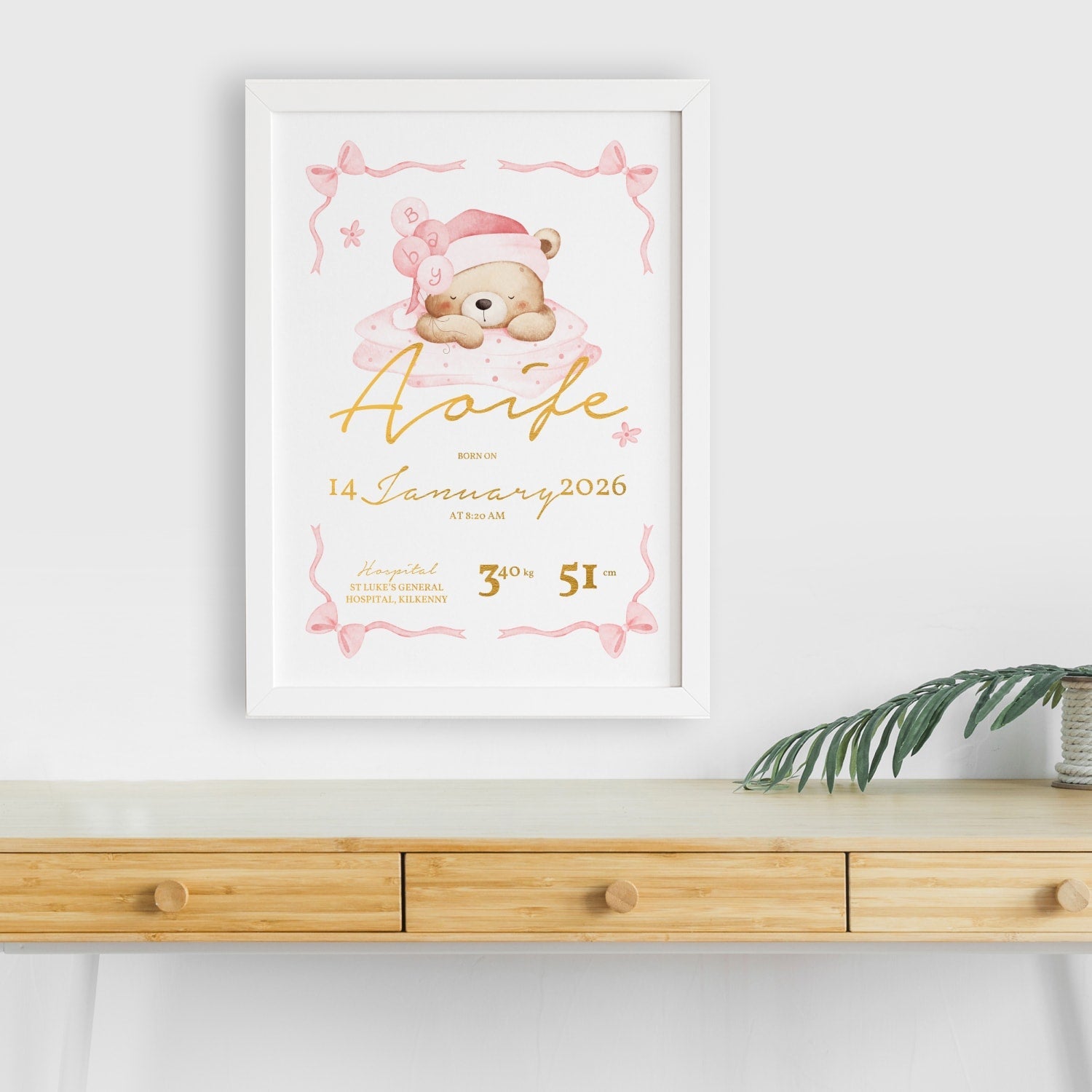 Personalised Baby Name Teddy Nursery Wall Print - Prints - Printarelle