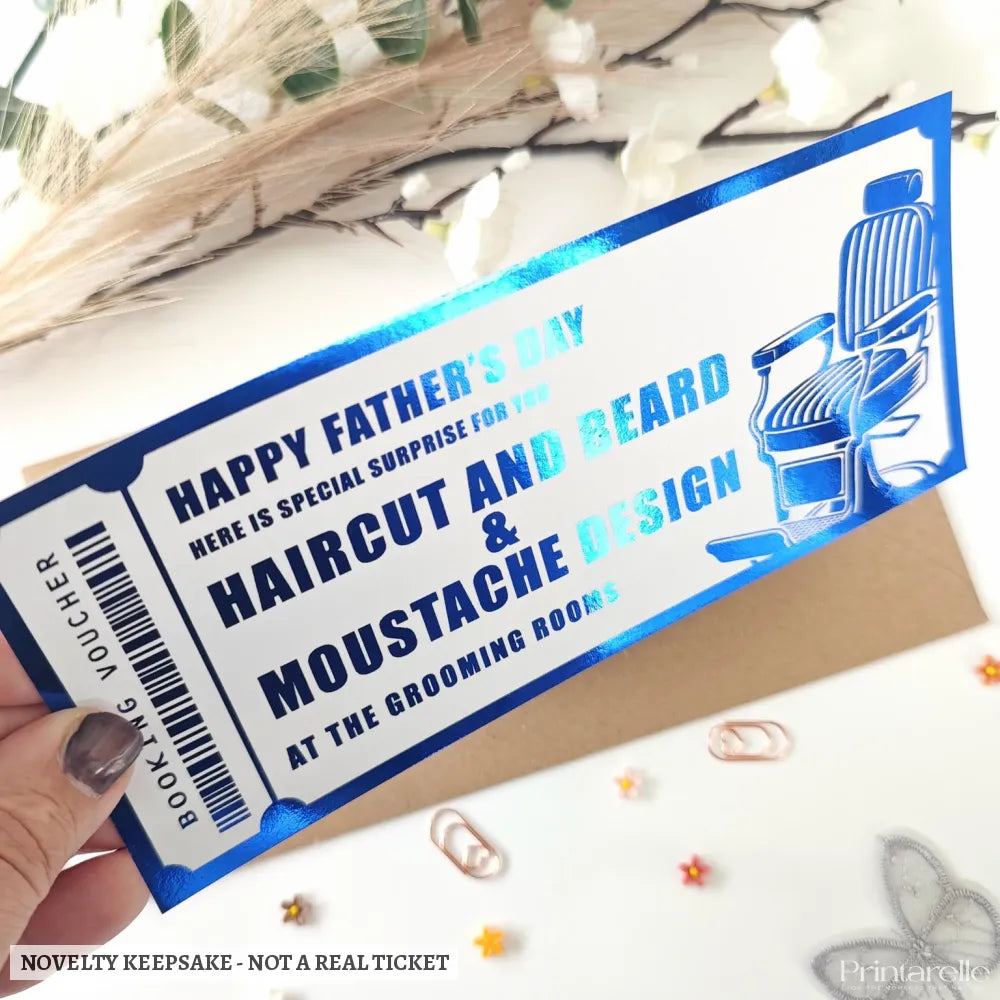 Personalised Barber Booking Voucher | Haircut Beard & Moustache Father’s Day Gift - experience gifts, booking voucher,