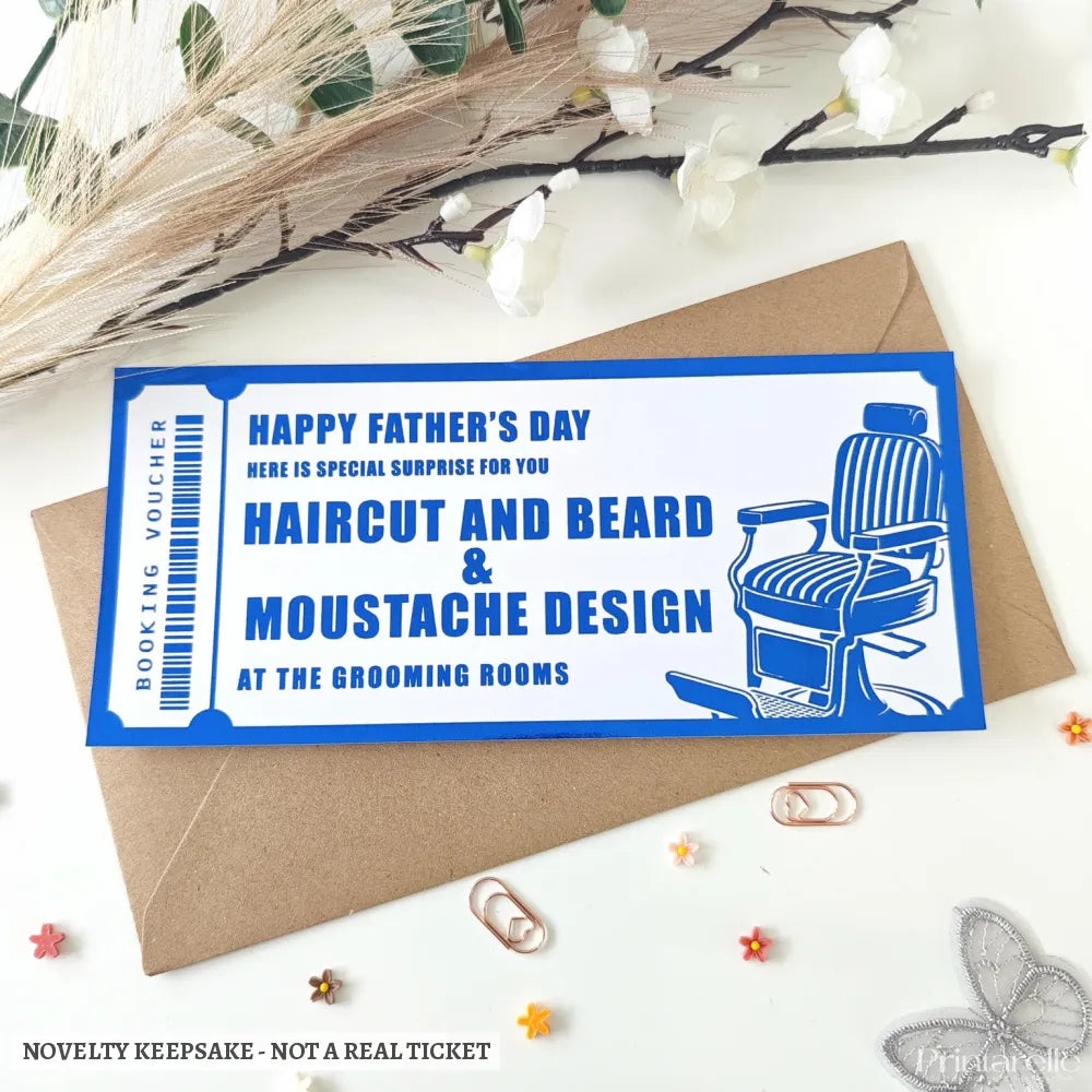 Personalised Barber Booking Voucher | Haircut Beard & Moustache Father’s Day Gift - experience gifts, booking voucher,