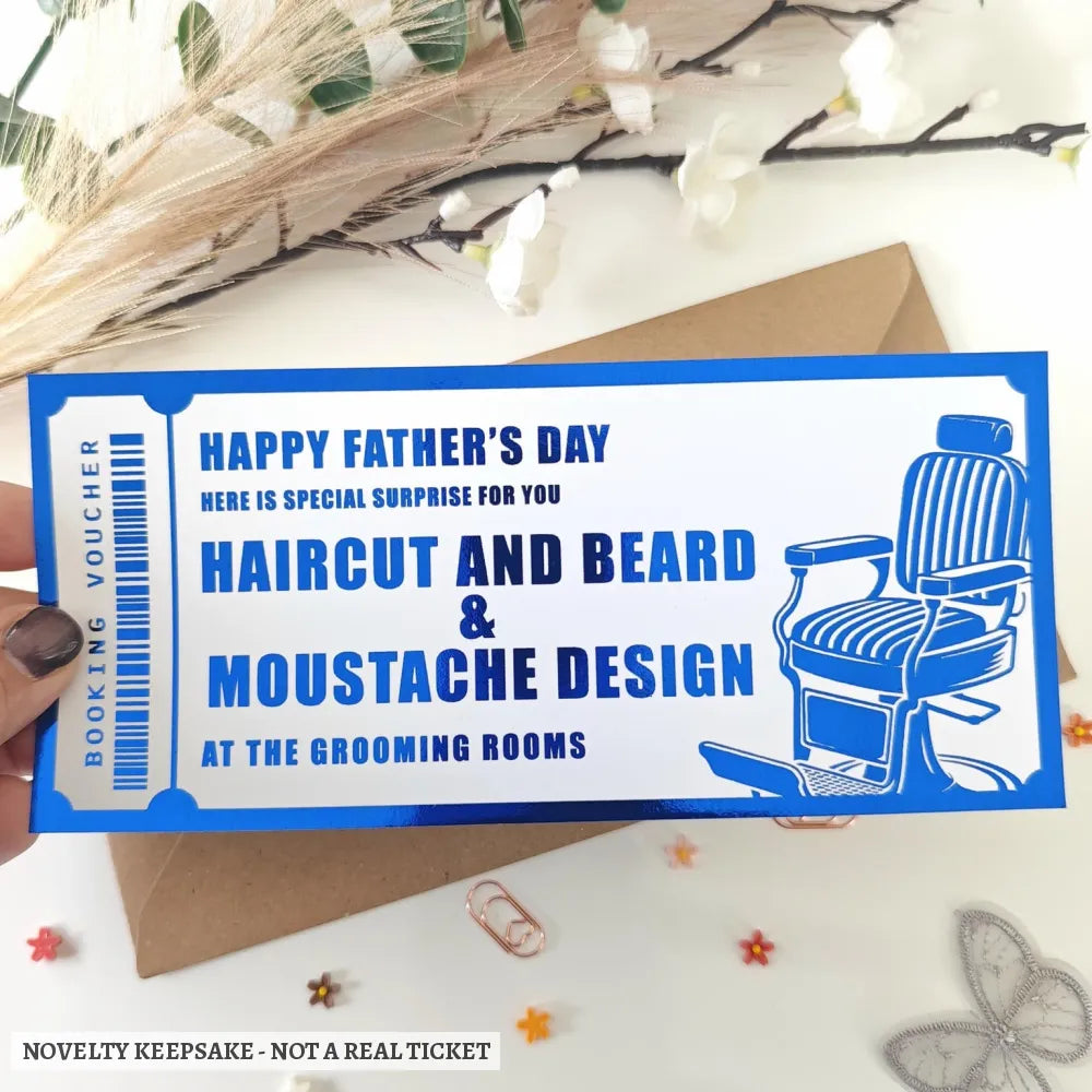 Personalised Barber Booking Voucher | Haircut Beard & Moustache Father’s Day Gift - experience gifts, booking voucher,