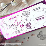 Personalised Birthday Scratch-to-Reveal Ticket for 16th Birthday - personalised birthday, hot pink, personalised