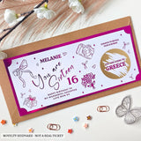 Personalised Birthday Scratch-to-Reveal Ticket for 16th Birthday - personalised birthday, hot pink, personalised