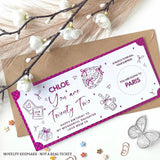 Personalised Birthday Scratch-to-Reveal Ticket | Daughter Birthday Ticket - hot pink holographic, personalised
