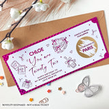 Personalised Birthday Scratch-to-Reveal Ticket | Daughter Birthday Ticket - hot pink holographic, personalised