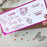 Personalised Birthday Scratch-to-Reveal Ticket | Daughter Birthday Ticket - hot pink holographic, personalised