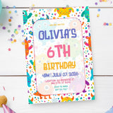 Personalised Bright Monster Birthday Party Invitation – Bold Colourful Creatures Design - monster mayhem, monster