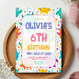 Personalised Bright Monster Birthday Party Invitation – Bold Colourful Creatures Design - monster mayhem, monster
