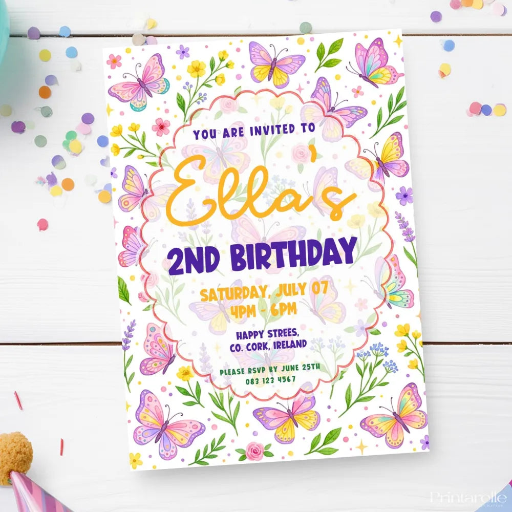Personalised Butterfly Garden Birthday Party Invitation Cards - butterfly garden birthday, butterfly garden, garden