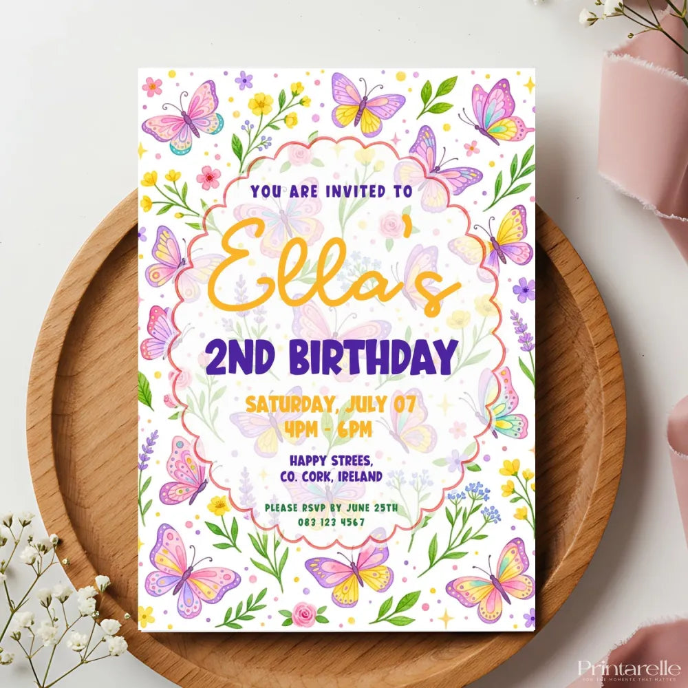 Personalised Butterfly Garden Birthday Party Invitation Cards - butterfly garden birthday, butterfly garden, garden