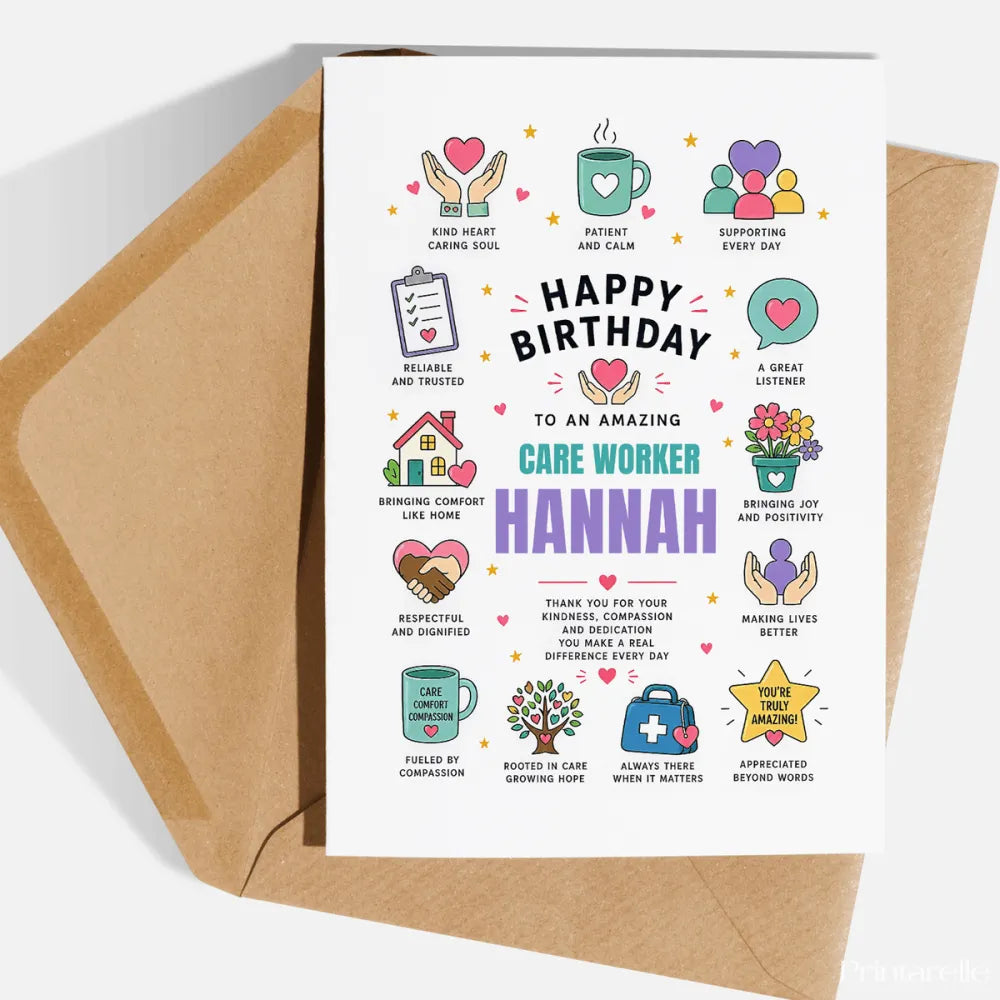 Personalised Care Worker Birthday Card - care worker, personalised care worker, care worker birthday, worker birthday
