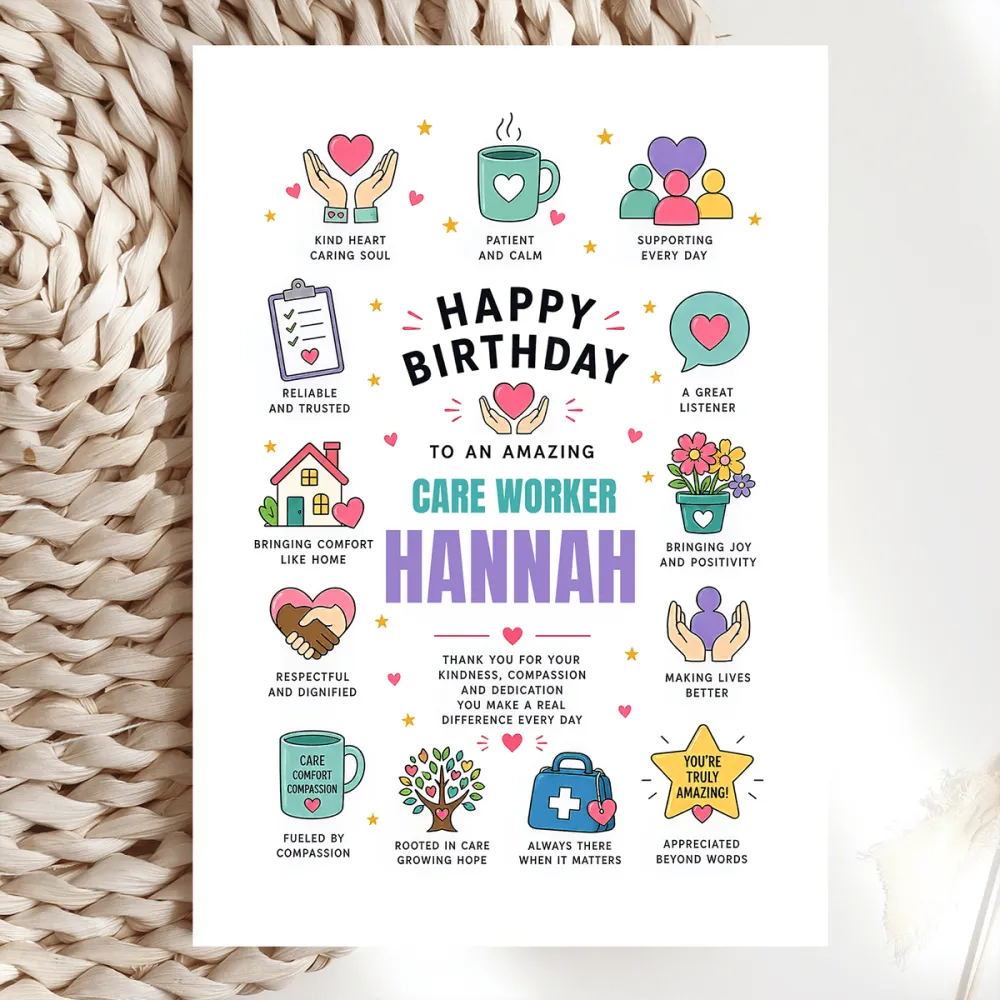 Personalised Care Worker Birthday Card - care worker, personalised care worker, care worker birthday, worker birthday