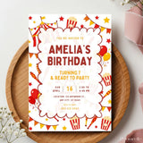 Personalised Carnival Birthday Party Invitation – Bunting Popcorn & Big Top Tent Design - carnival birthday,