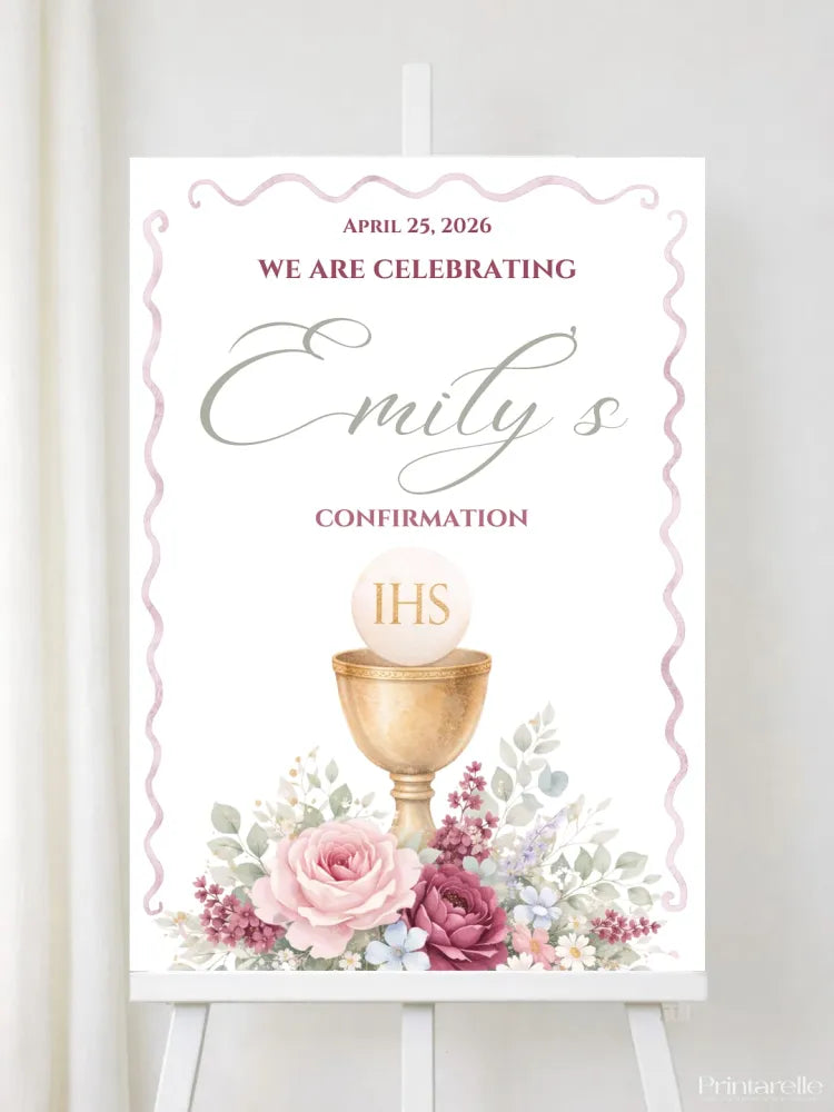 Personalised Chalice Confirmation Welcome Sign - Party Decor - Printarelle