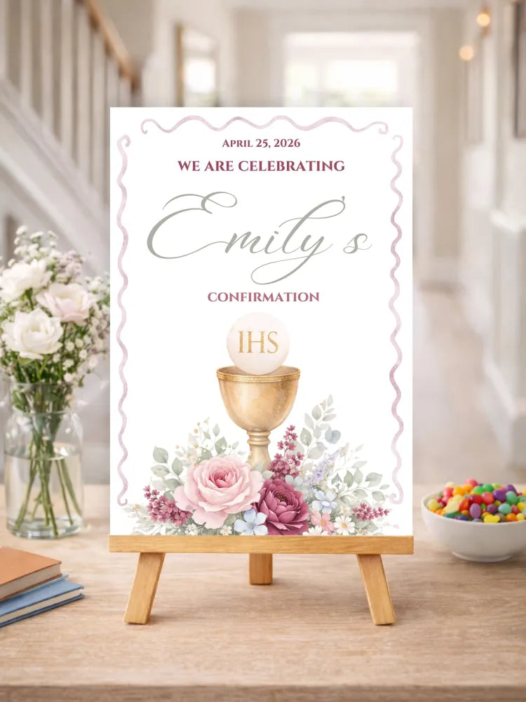 Personalised Chalice Confirmation Welcome Sign - Party Decor - Printarelle
