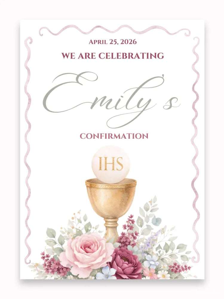 Personalised Chalice Confirmation Welcome Sign - Party Decor - Printarelle