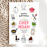 Personalised Chef de Partie Birthday Card - personalised chef, birthday card, partie birthday card, plated dish, partie