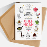 Personalised Chef de Partie Birthday Card - personalised chef, birthday card, partie birthday card, plated dish, partie