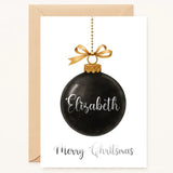 Personalised Christmas Bauble Card - Black - Greeting Card