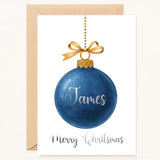 Personalised Christmas Bauble Card - Blue - Greeting Card