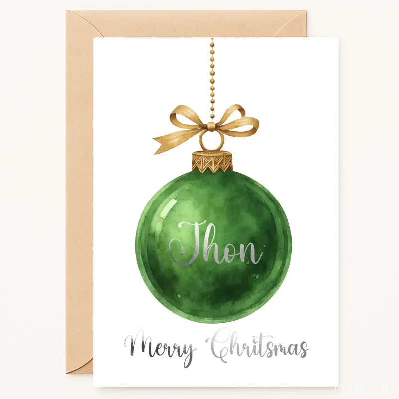 Personalised Christmas Bauble Card - Green - Greeting Card