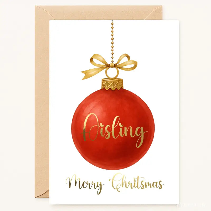 Personalised Christmas Bauble Card - Red - Greeting Card