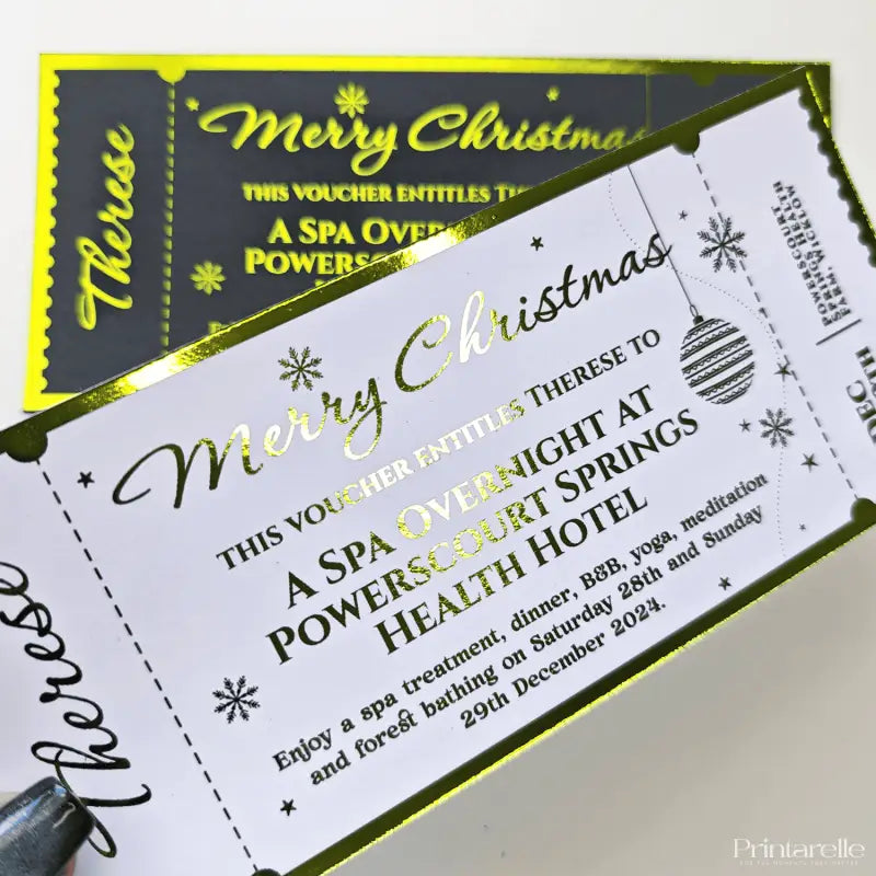 Personalised Christmas Foil Ticket Gift Voucher - Foil Ticket