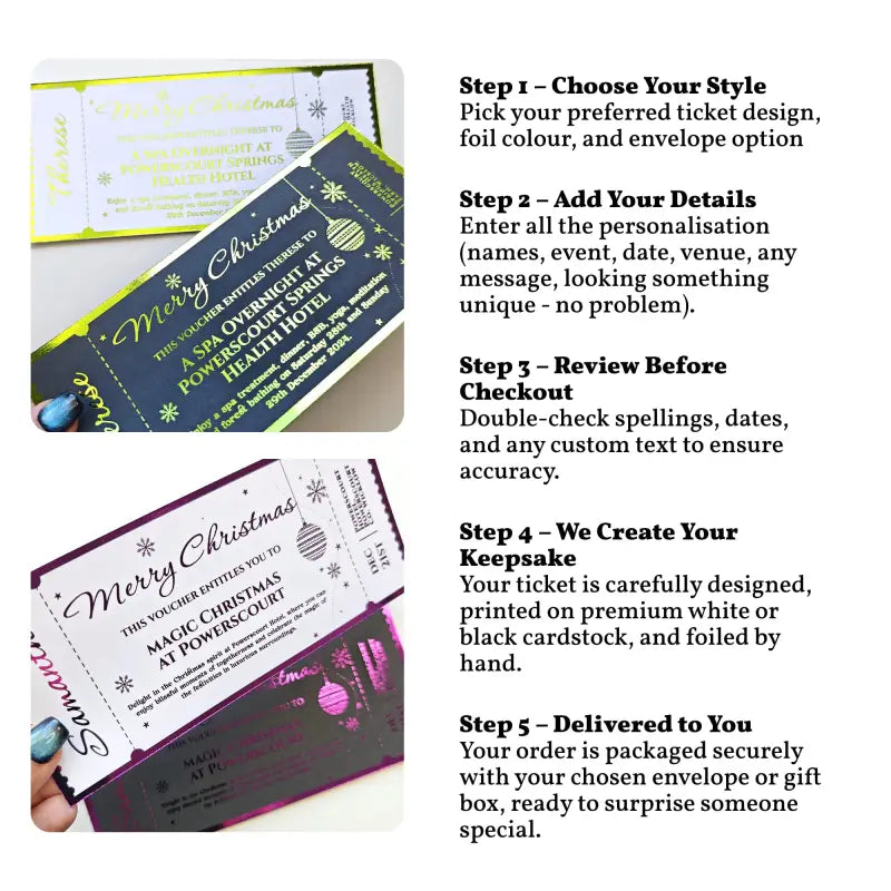Personalised Christmas Foil Ticket Gift Voucher - Foil Ticket