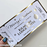 Personalised Christmas Foil Ticket Gift Voucher - personalised christmas foil ticket, shimmering foil finish, christmas