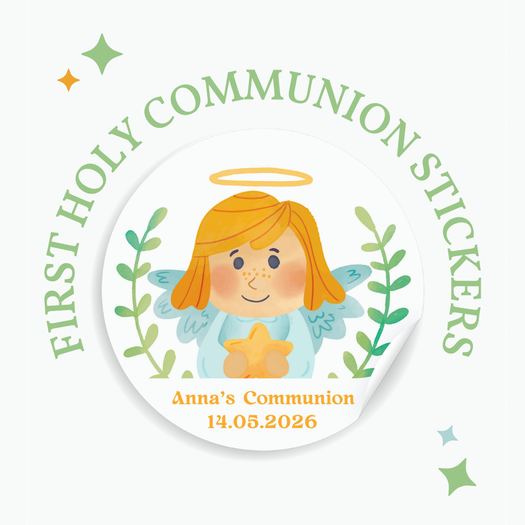 Personalised Communion Stickers - Blonde Girl Angel - Stickers - Printarelle