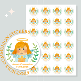 Personalised Communion Stickers - Blonde Girl Angel - Stickers - Printarelle