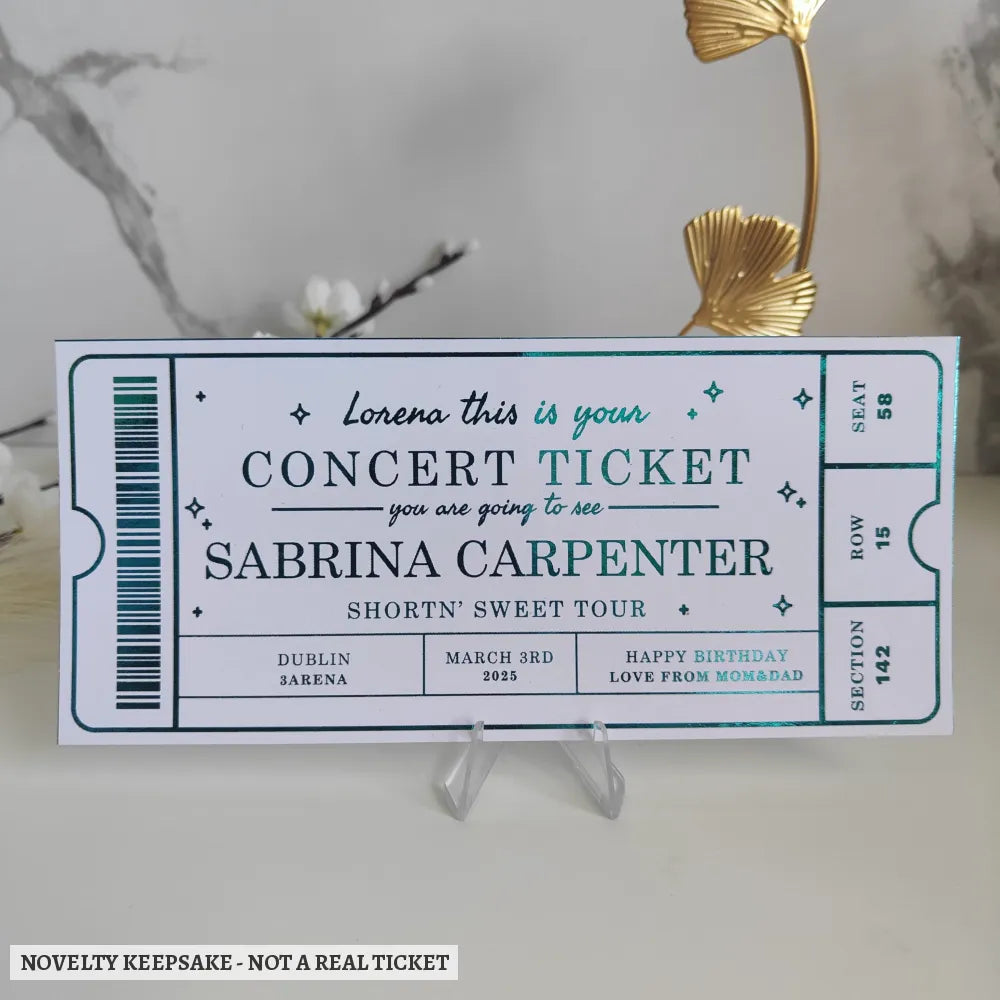 Personalised concert foil keepsake card music gift