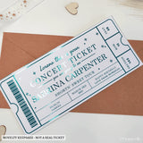 Concert Surprise Foil Ticket | Personalised Music Keepsake - personalised foil concert, foil concert ticket, music