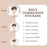 Personalised Confirmation Stickers - Boy with Chalice - Stickers - Printarelle