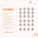 Personalised Confirmation Stickers - Brown Hair Girl with Floral Crown - Stickers - Printarelle