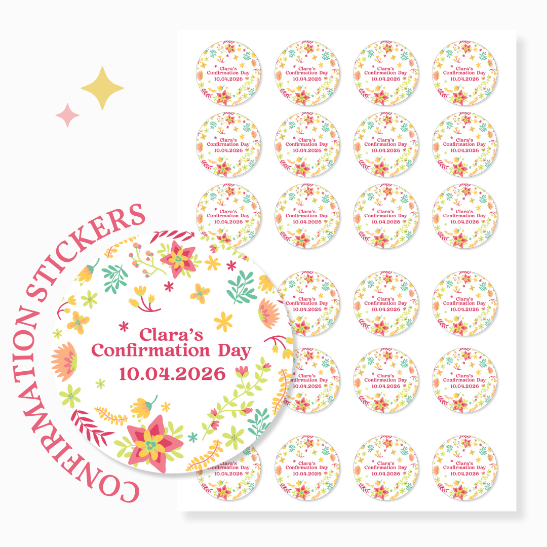 Personalised Confirmation Stickers - Colorful Floral - Stickers - Printarelle