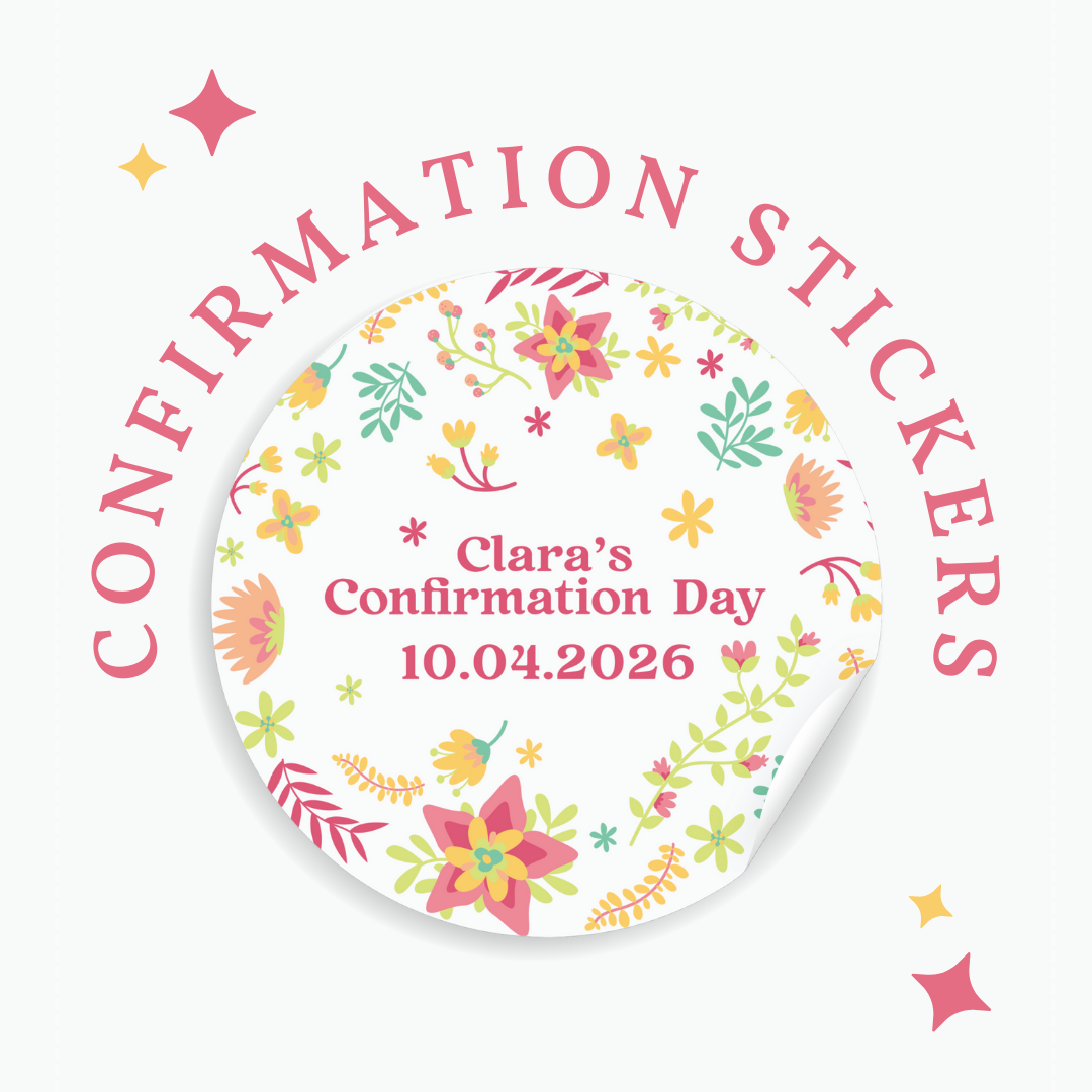 Personalised Confirmation Stickers - Colorful Floral - Stickers - Printarelle