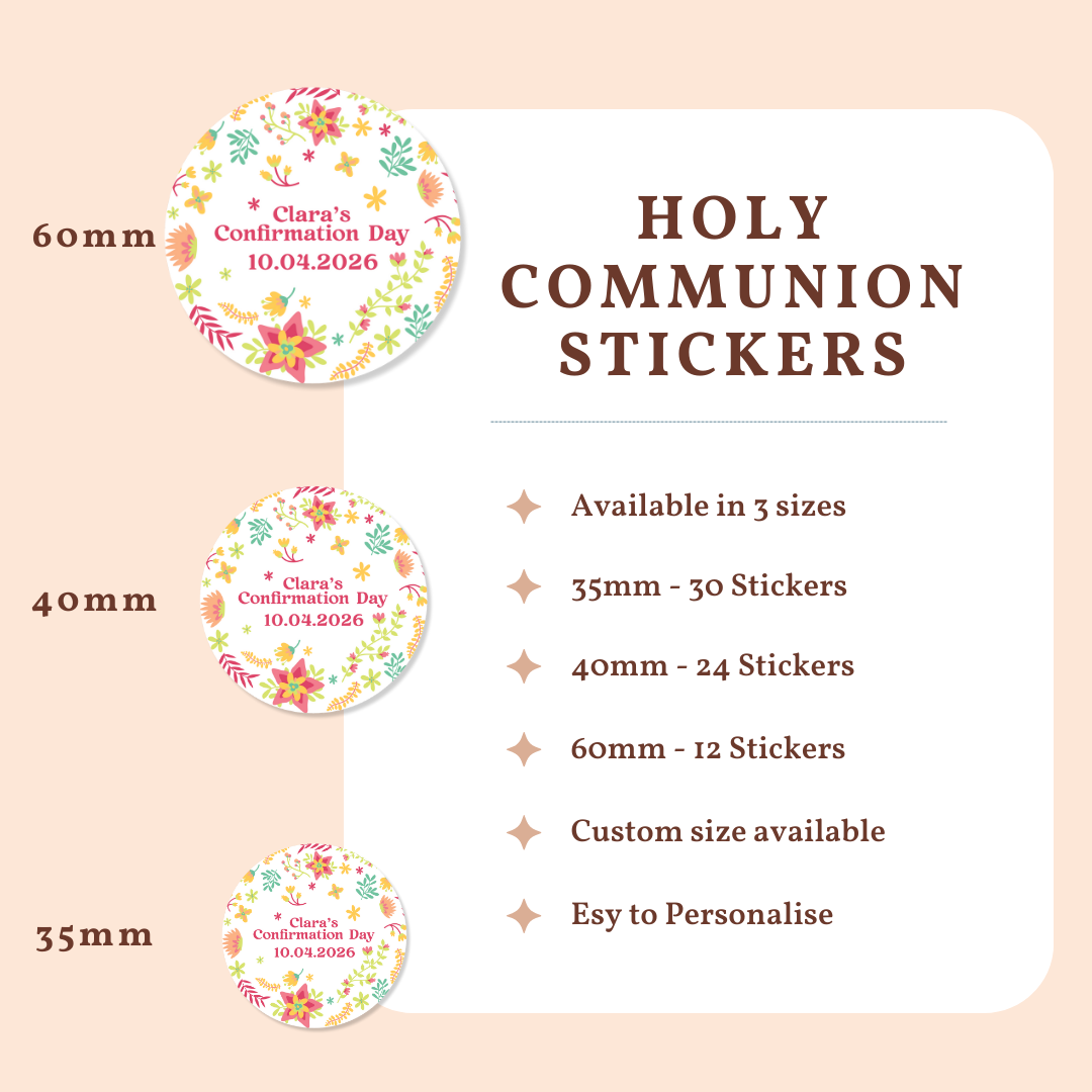 Personalised Confirmation Stickers - Colorful Floral - Stickers - Printarelle