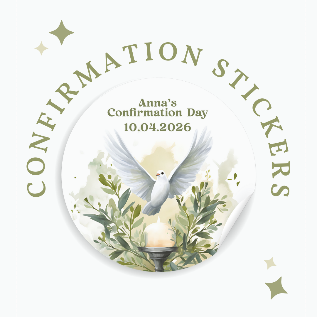 Personalised Confirmation Stickers - Dove & Chalice - Stickers - Printarelle